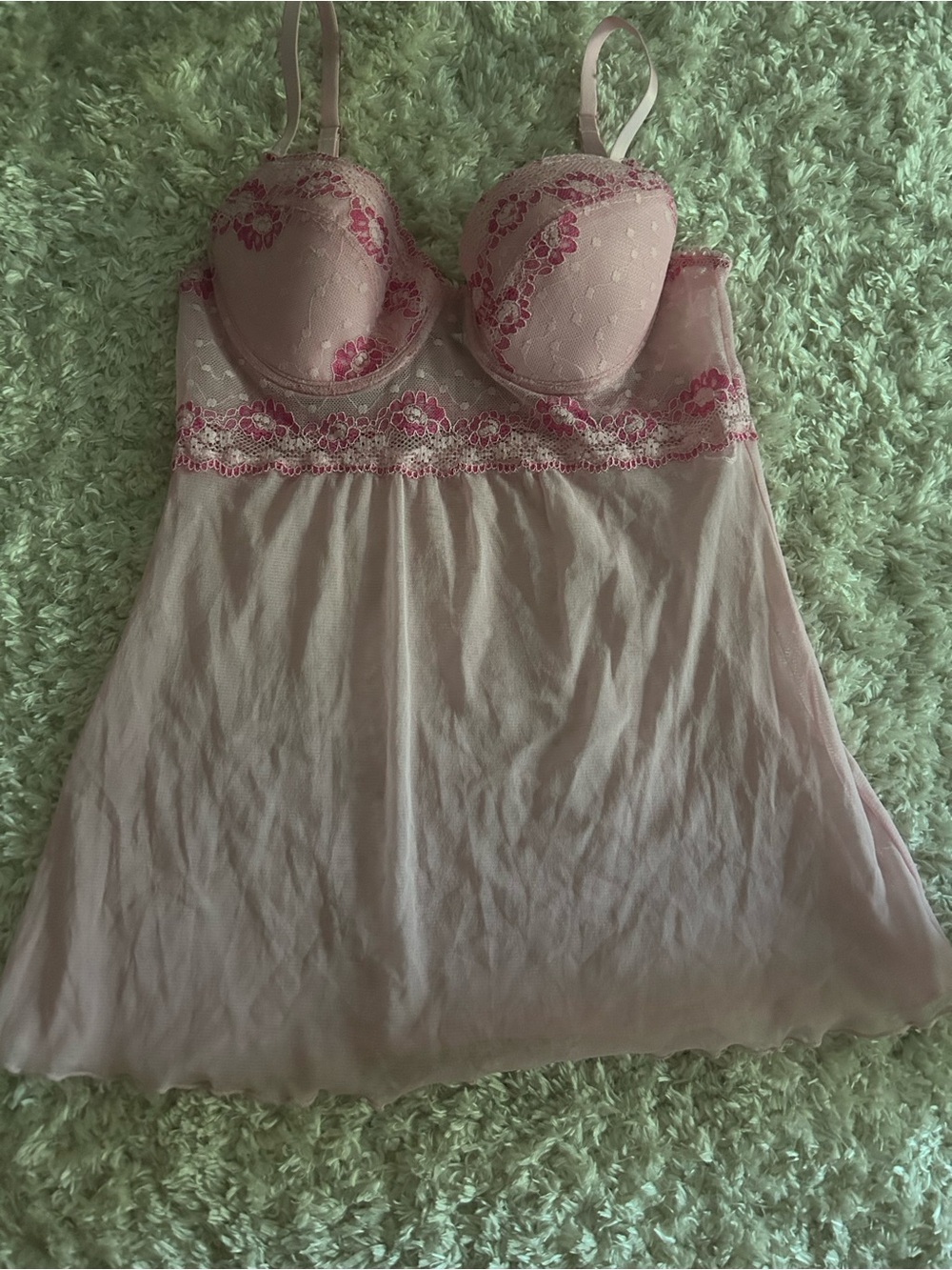 y2k rampage dusty pink babydoll camisole top w lace and built in bra size s
